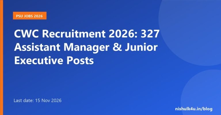 CWC Recruitment 2026 Assistant Manager and Junior Executive notification