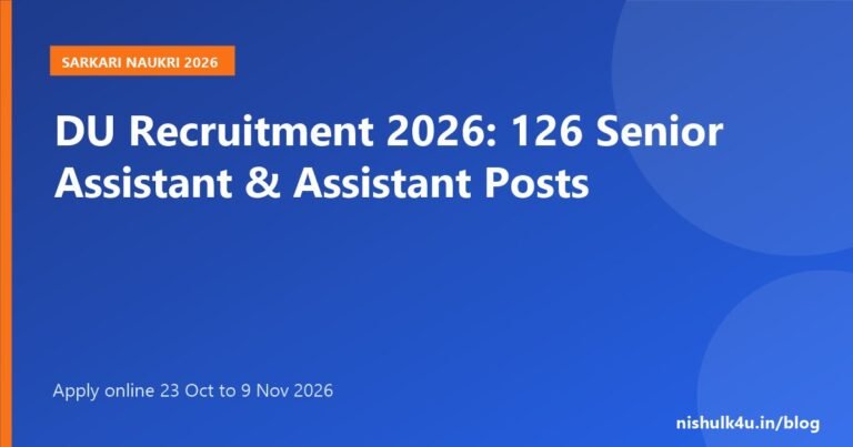 DU Senior Assistant Assistant Recruitment 2026 126 posts