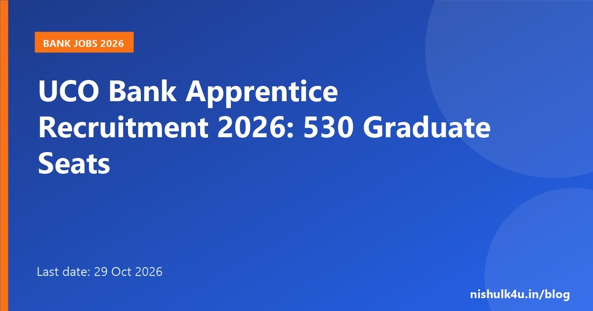 UCO Bank Apprentice recruitment 2026 notification