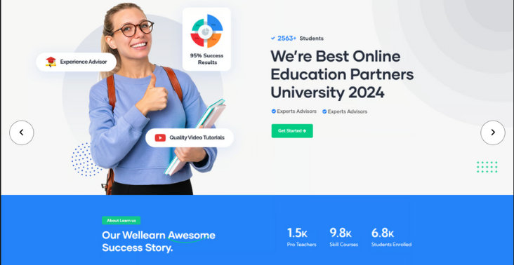 Wellearn Online Learning WordPress Theme Free Download